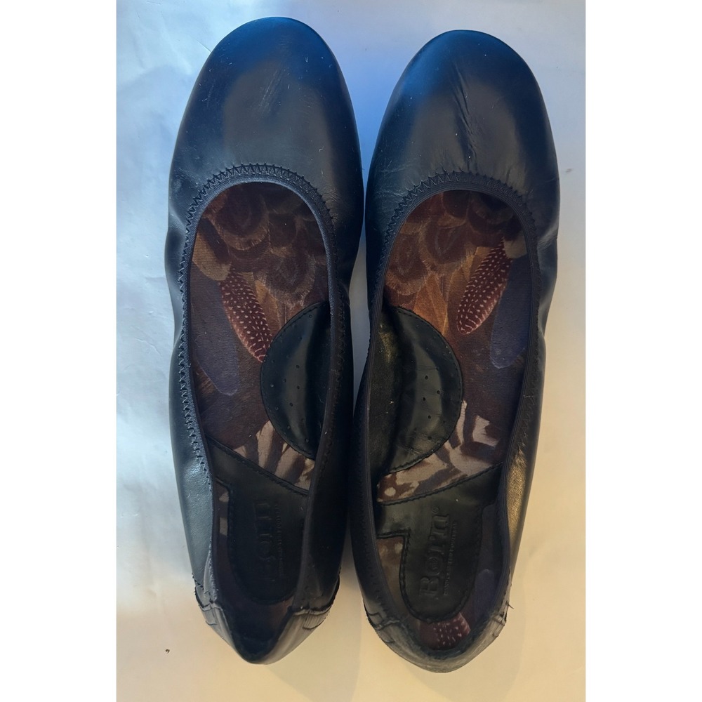 Born Black Leather Flats Womens 8.5 Slip On Comfort Shoes Casual
